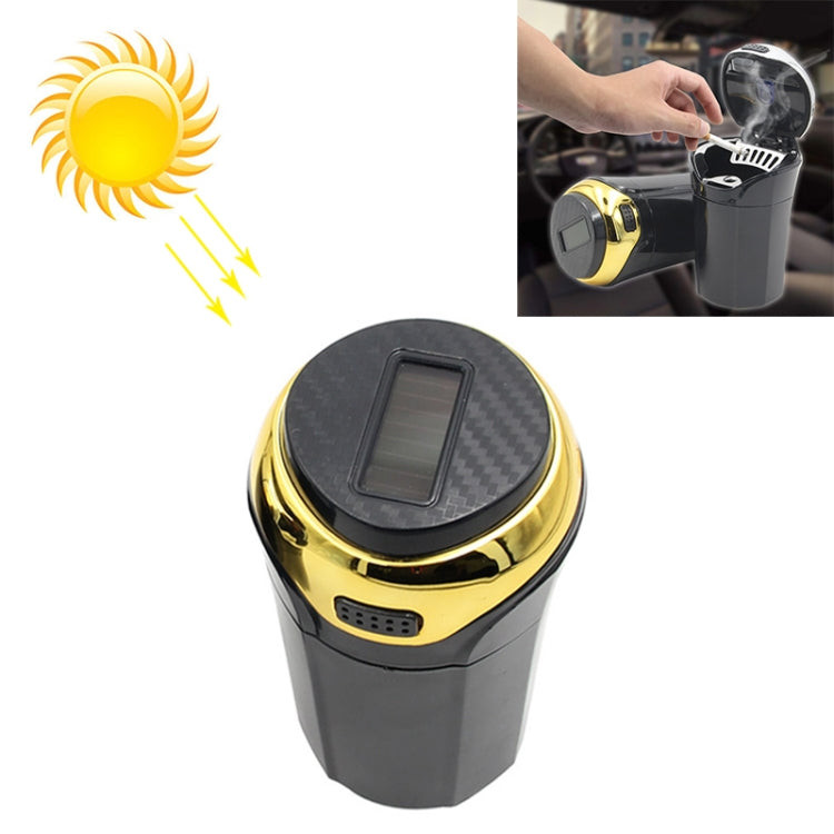 N12B Car Creative Ashtray Solar Power With Light And Cover Car Supplies, N12B N12B Gold