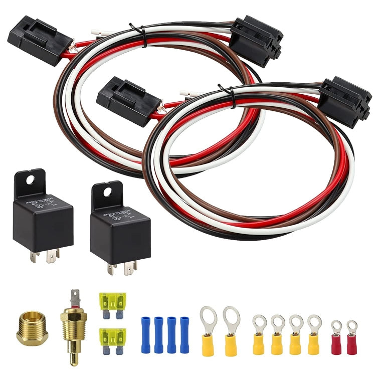 Car 12V 40A 175-185 Degree Thermostat Dual Electric Cooling Fan Wiring Relay Sensor Kit, Electric Cooling Fan Wiring Relay Electric Cooling Fan Wiring Relay