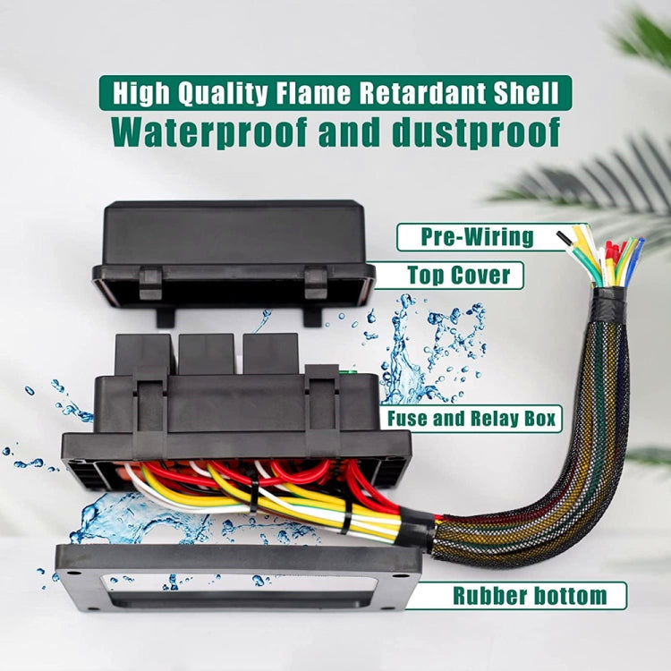 24V 4 Pin Car 6 Slots Waterproof Relay Fuse Box with Cable, 24V 4 Pin – Waterproof