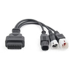 Motorcycle OBD II 3 Pin + 4 Pin + 6 Pin to 16 Pin Adapter Cable for Honda / Yamaha – Durable Build, Easy to Use, For Honda / Yamaha (Black) For Honda Yamaha (Black)