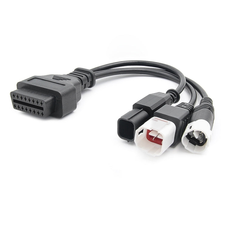 Motorcycle OBD II 3 Pin + 4 Pin + 6 Pin to 16 Pin Adapter Cable for Honda / Yamaha – Durable Build, Easy to Use, For Honda / Yamaha (Black)