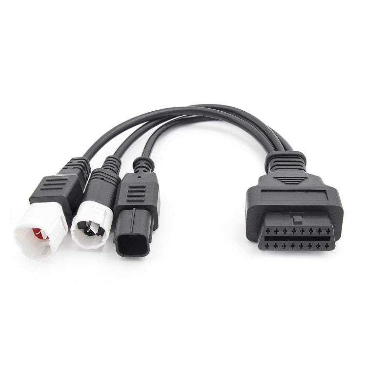 Motorcycle OBD II 3 Pin + 4 Pin + 6 Pin to 16 Pin Adapter Cable for Honda / Yamaha – Durable Build, Easy to Use, For Honda / Yamaha (Black)
