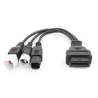 Motorcycle OBD II 3 Pin + 4 Pin + 6 Pin to 16 Pin Adapter Cable for Honda / Yamaha – Durable Build, Easy to Use, For Honda / Yamaha (Black)