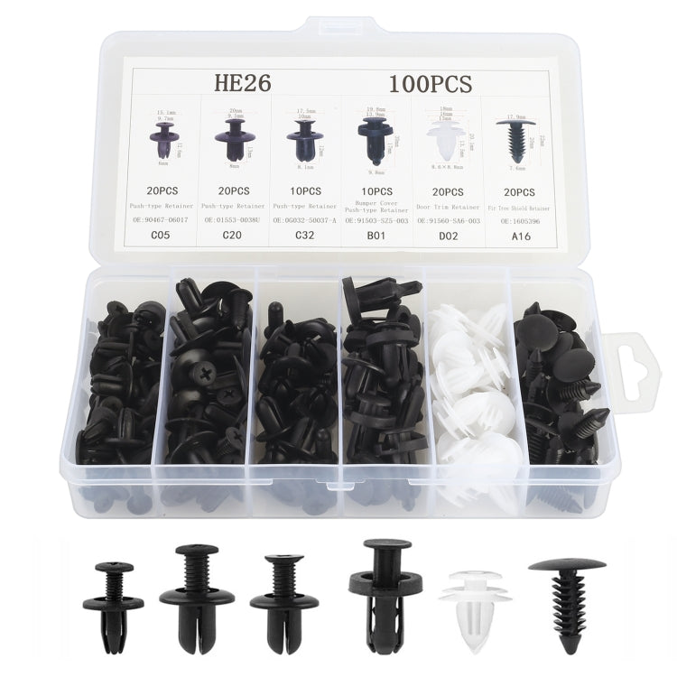 100 in 1 Universal Car Plastic Fasteners Rivet Clips Set, 100 PCS 100 PCS