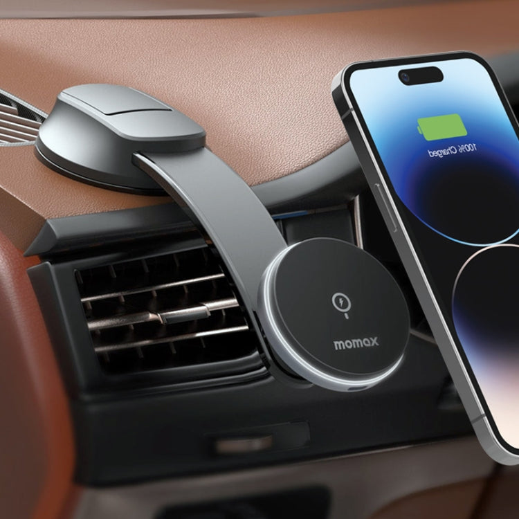 MOMAX CM25B Magnetic Wireless Charger Car Suction Cup Phone Holder, CM25B – Magnetic, Wireless Charging, TPU CM25B