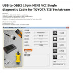 USB to OBD2 16 Pin MINI VCI FT232RL Single Diagnostic Cable for Toyota TIS Techstream, FT232RL – Durable Build, Easy to Use