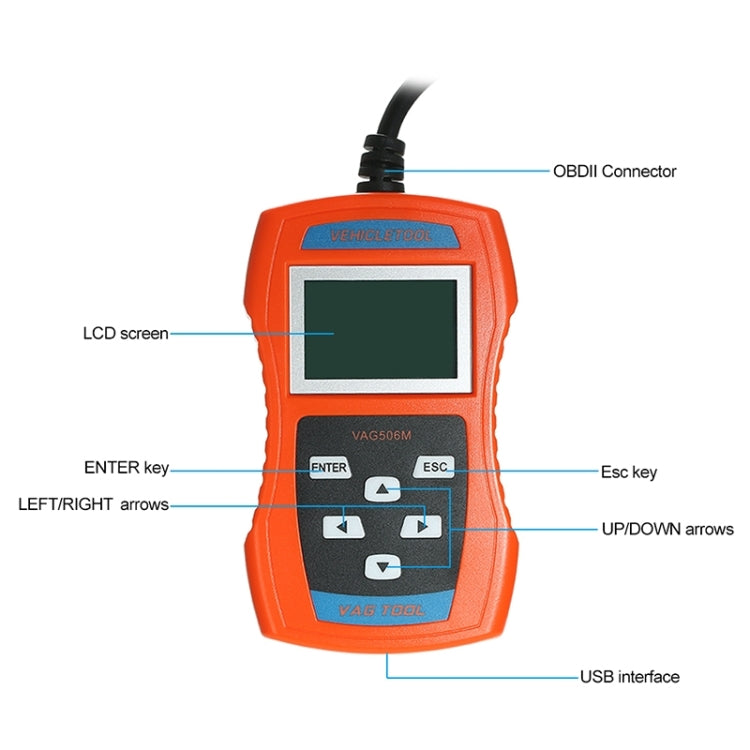 VAG506M Car Mini Code Reader OBD2 Fault Detector Diagnostic Tool, Southern European Version, VAG506M , Southern European Version – TPU