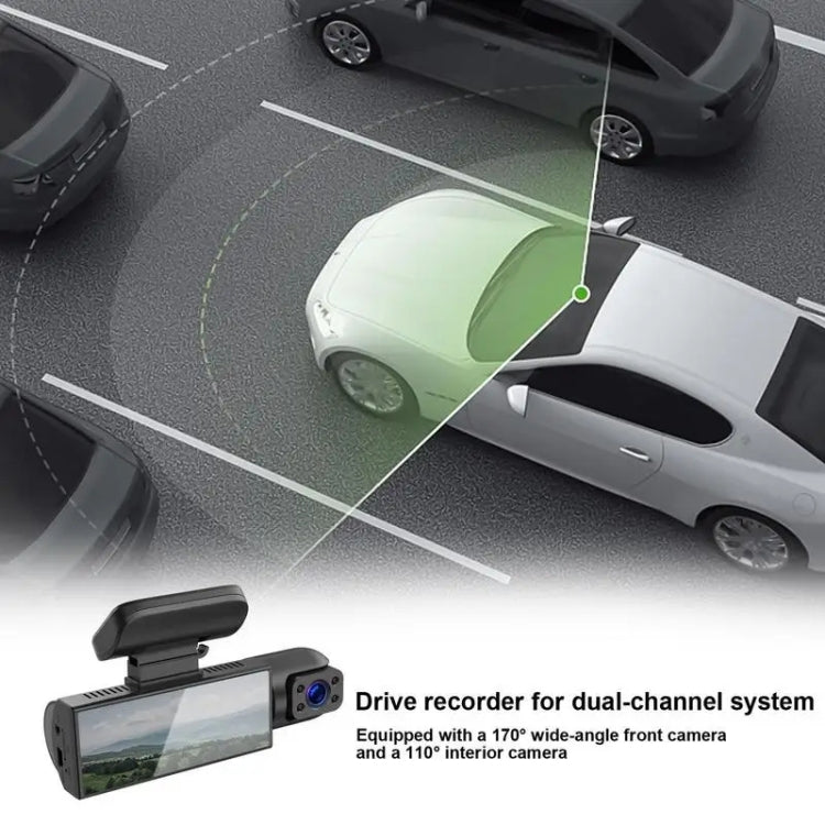 3.16 inch 1080P HD Night Vision Front and Inside Dual Lenses Driving Recorder, Front and Inside Dual Lenses – Durable Build, Easy to Use