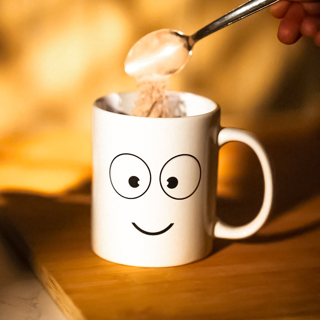 Set of 6 White Emoji Coffee Mugs – Dishwasher Safe Porcelain Tea & Hot Chocolate Cups