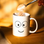 Set of 6 White Emoji Coffee Mugs – Dishwasher Safe Porcelain Tea & Hot Chocolate Cups