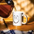 Set of 6 White Emoji Coffee Mugs – Dishwasher Safe Porcelain Tea & Hot Chocolate Cups