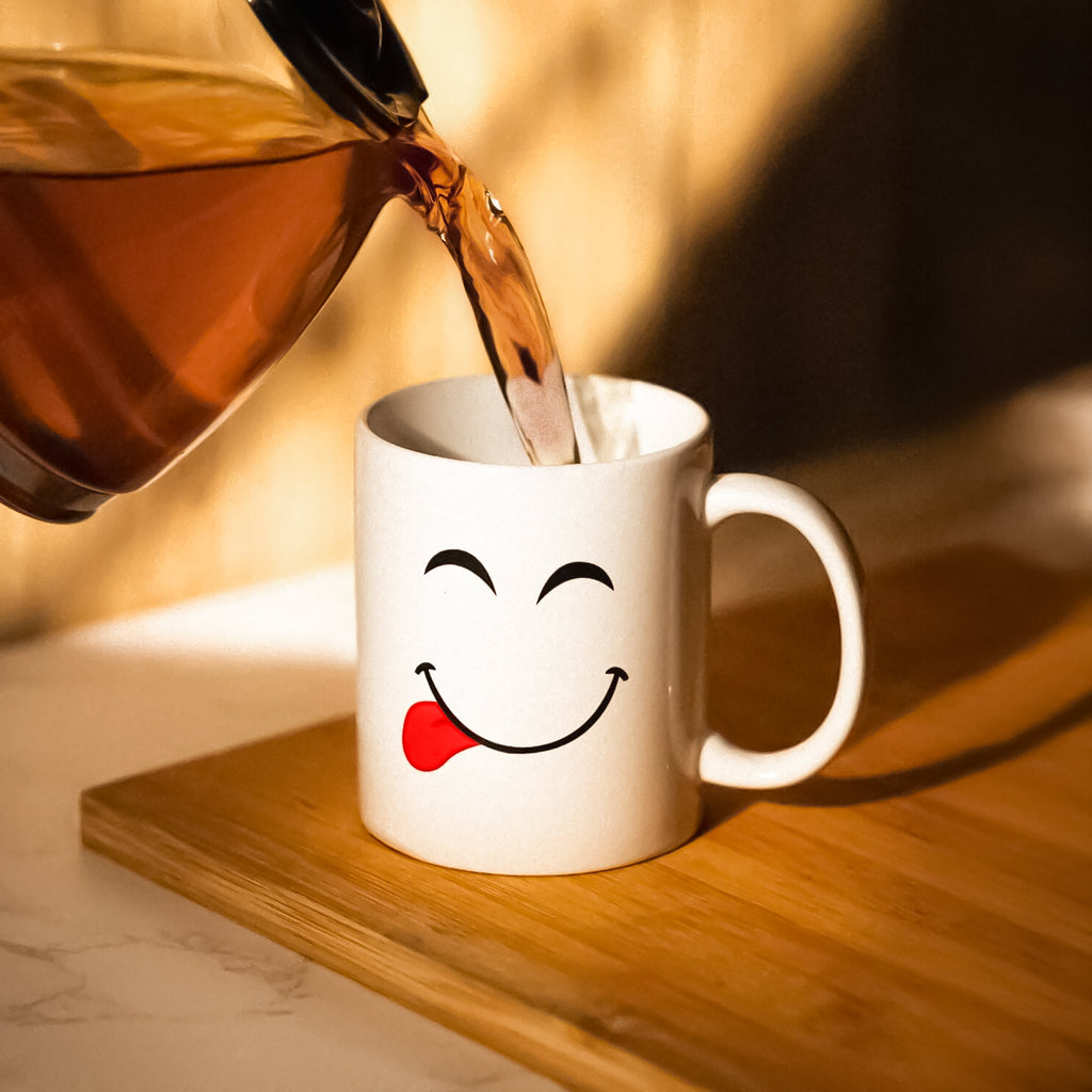 Set of 6 White Emoji Coffee Mugs – Dishwasher Safe Porcelain Tea & Hot Chocolate Cups
