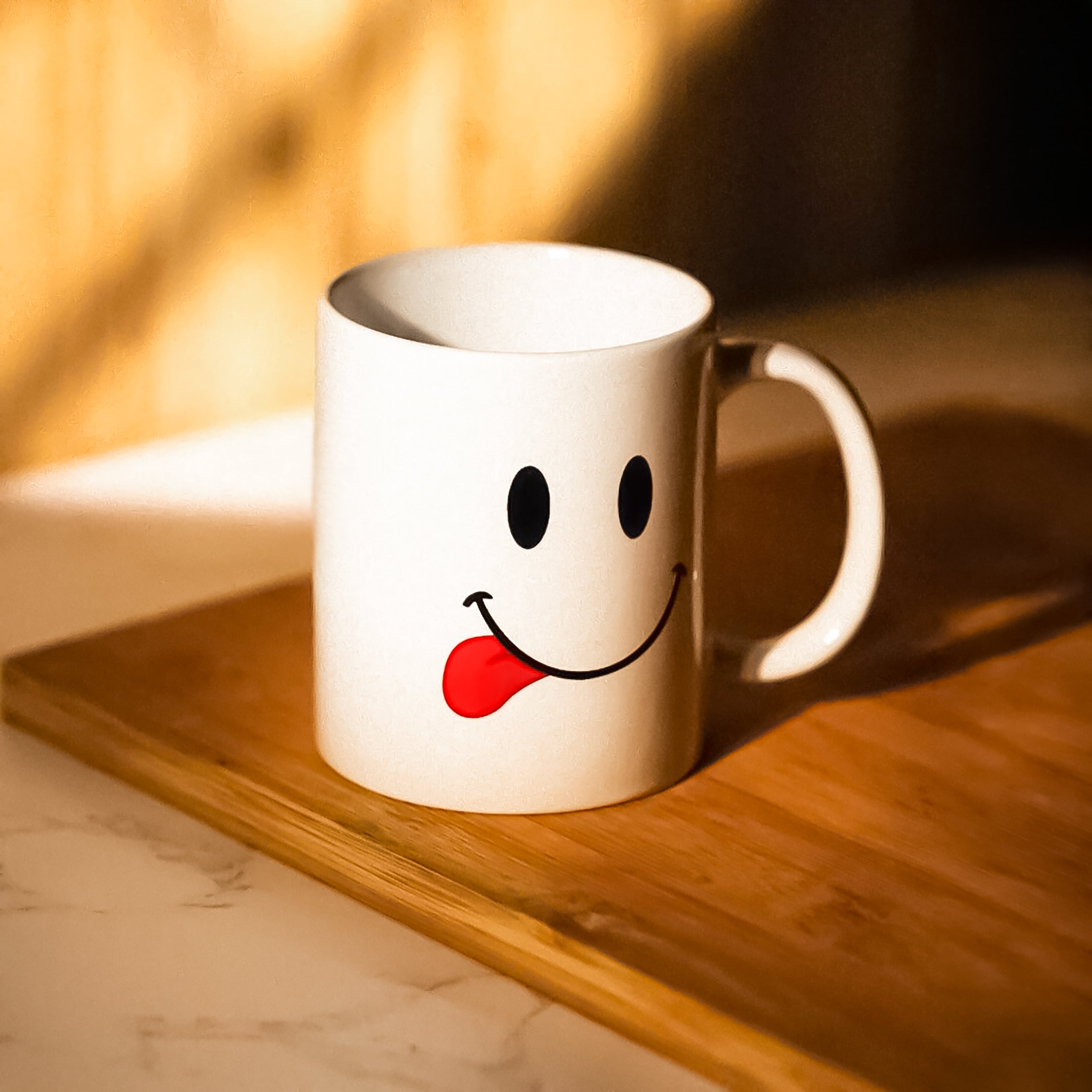 Set of 6 White Emoji Coffee Mugs – Dishwasher Safe Porcelain Tea & Hot Chocolate Cups