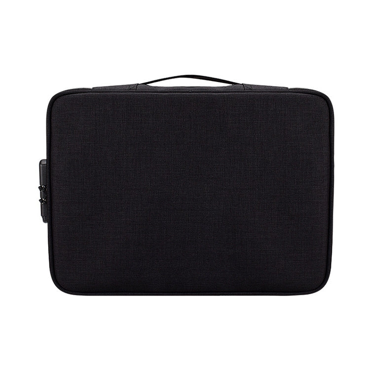ZJ02 Waterproof Polyester Multi-layer Document Storage Bag Laptop Bag for All Sizes of Laptops, with Password Lock – Waterproof, Card Slot