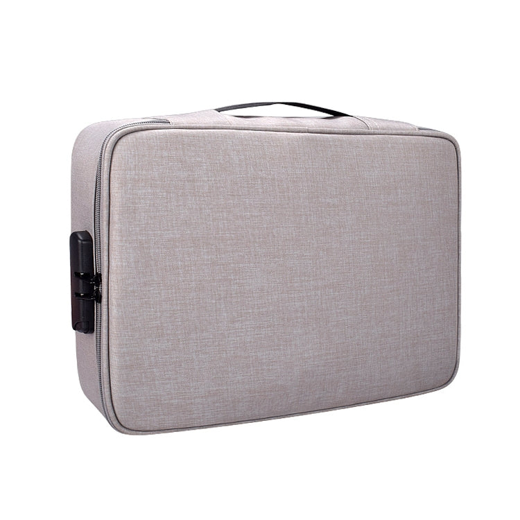ZJ02 Waterproof Polyester Multi-layer Document Storage Bag Laptop Bag for All Sizes of Laptops, with Password Lock – Waterproof, Card Slot Grey