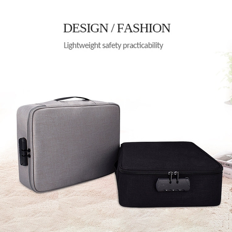 ZJ02 Waterproof Polyester Multi-layer Document Storage Bag Laptop Bag for All Sizes of Laptops, with Password Lock – Waterproof, Card Slot