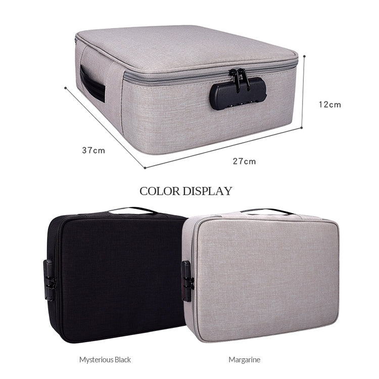 ZJ02 Waterproof Polyester Multi-layer Document Storage Bag Laptop Bag for All Sizes of Laptops, with Password Lock – Waterproof, Card Slot