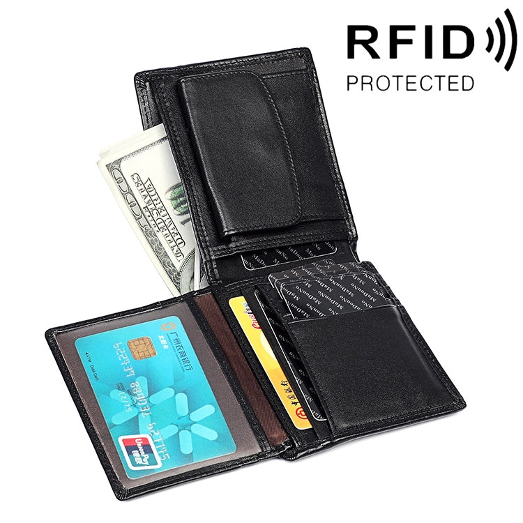 8020 Horizontal Retro Crazy Horse Texture Leather Anti-magnetic RFID Wallet Clutch Bag for Men, with Card Slots, 8020 Black, 8020 Coffee, 8020 Yellowish-brown 8020 Black Black
