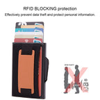 X-32C Automatically Pop-up Card Type Anti-magnetic RFID Anti-theft Men Aluminum Alloy B Dial Button Elastic Bag Wallet with PU Leather Strap, X-32C B Dial Button Black, X-32C B Dial Button Grey, X-32C B Dial Button Blue