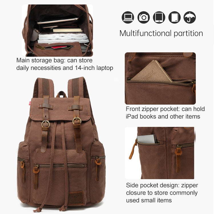 AUGUR 1039 Large Student Retro Canvas Backpack Shoulders Laptop Bag, 1039 Large