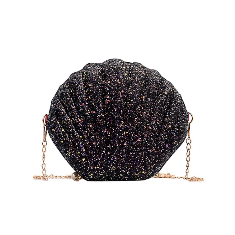Shell Shape Fashion Sequined Single Shoulder Crossbody Bag Black