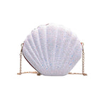 Shell Shape Fashion Sequined Single Shoulder Crossbody Bag – Durable Build, Easy to Use White