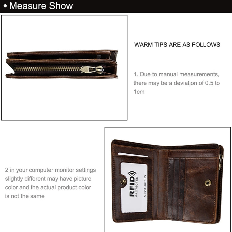 8231 Antimagnetic RFID Men Fashion Crazy Horse Textyure Genuine Leather Wallet Card Bag – Magnetic, Leather
