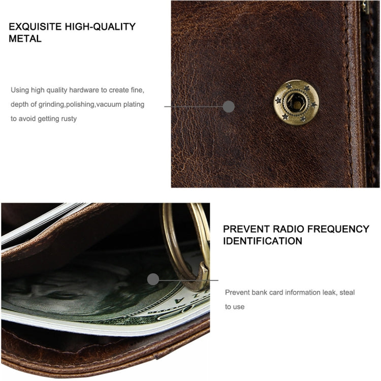 8231 Antimagnetic RFID Men Fashion Crazy Horse Textyure Genuine Leather Wallet Card Bag – Magnetic, Leather