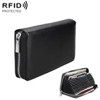 Antimagnetic RFID Large Capacity Long Style Genuine Leather Passport Package / Multifunctional and Many Card Slots Card Package Black