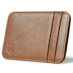 XIAO YUAN XIANG Cowhide Leather 5 Card Pocket Sleeve Wallet Coin Purse Credit Card Holder, Size: 10.6cm x 7.2cm, Random Color Delivery, 5 Card Pocket Sleeve