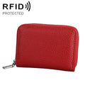 KB205 Antimagnetic RFID Litchi Texture Leather Zipper Large-capacity Card Holder Wallet Red