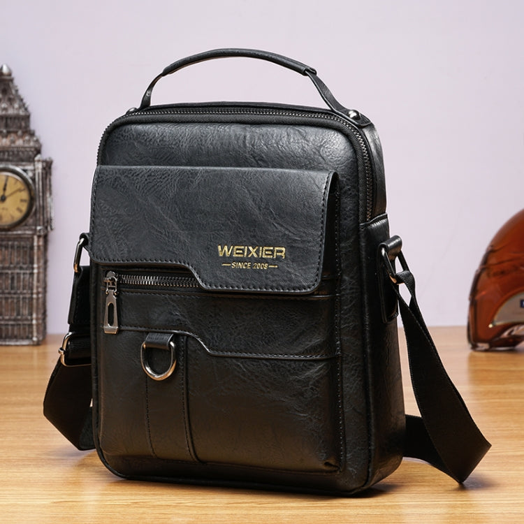 WEIXIER 8642 Men Business Retro PU Leather Handbag Crossbody Bag, 26 x 22 x 8cm 26 x 22 x 8cm Black