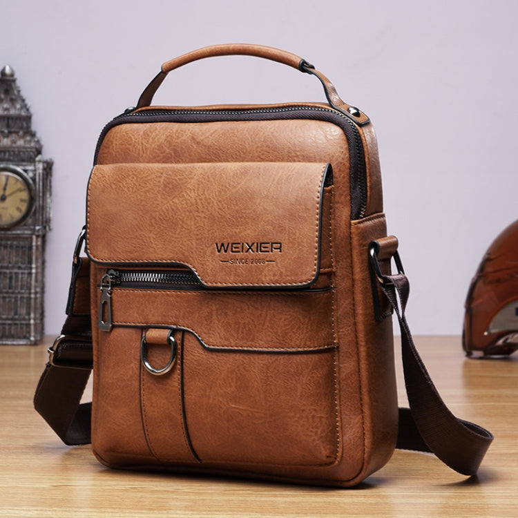 WEIXIER 8642 Men Business Retro PU Leather Handbag Crossbody Bag, 26 x 22 x 8cm – Leather 26 x 22 x 8cm Brown