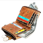 3533 Antimagnetic RFID Top-grain Leather Crazy Horse Texture Men Business Leisure Wallet