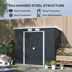 7 x 4ft Metal Garden Storage Shed w/ Double Door Dark Grey
