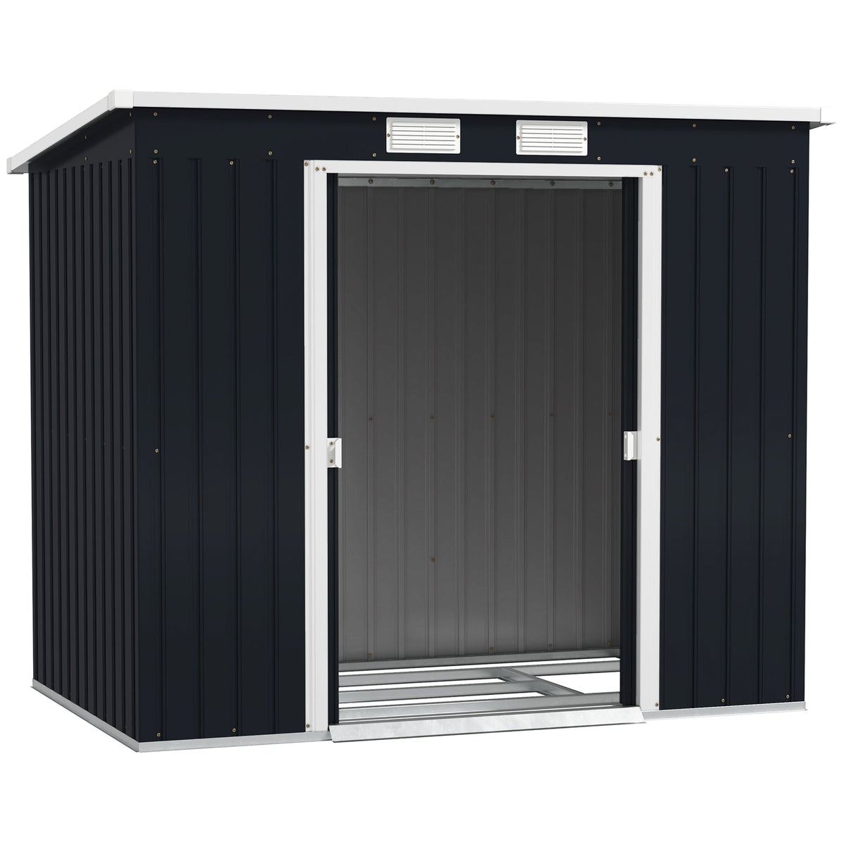7 x 4ft Metal Garden Storage Shed w/ Double Door Dark Grey