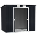 7 x 4ft Metal Garden Storage Shed w/ Double Door Dark Grey