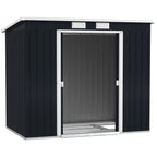 7 x 4ft Metal Garden Storage Shed w/ Double Door Dark Grey