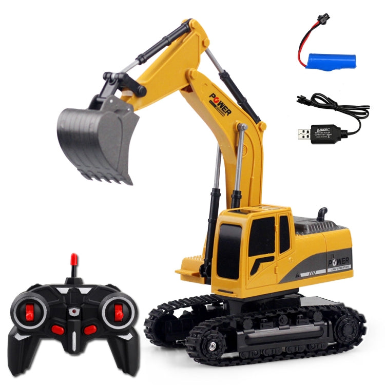 258-1 6 Channel 2.4G 1/24RC Remote-controlled Engineering Metal Excavator Charging RC Car, Metal Metal