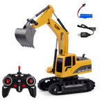 258-1 6 Channel 2.4G 1/24RC Remote-controlled Engineering Metal Excavator Charging RC Car, Metal Metal
