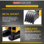 258-1 6 Channel 2.4G 1/24RC Remote-controlled Engineering Metal Excavator Charging RC Car, Metal