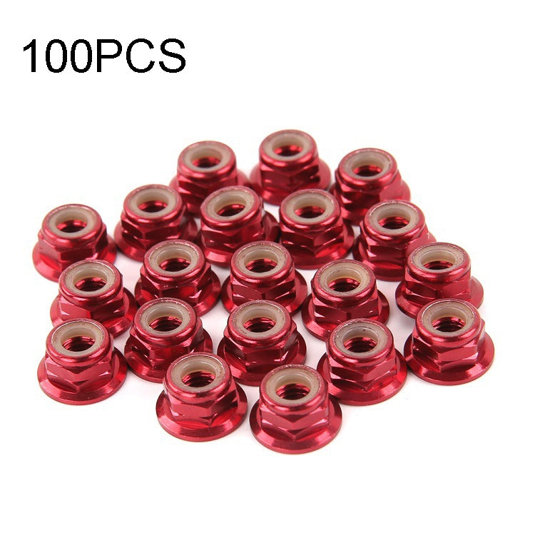 100 PCS iFlight M5 CW 6061 Aluminum Motor Screw Nuts Nylon Insert Self Lock Flange Nut for RC FPV Racing Drone Motor, M5 CW 6061(Black), M5 CW 6061(Red) M5 CW 6061(Red) Red