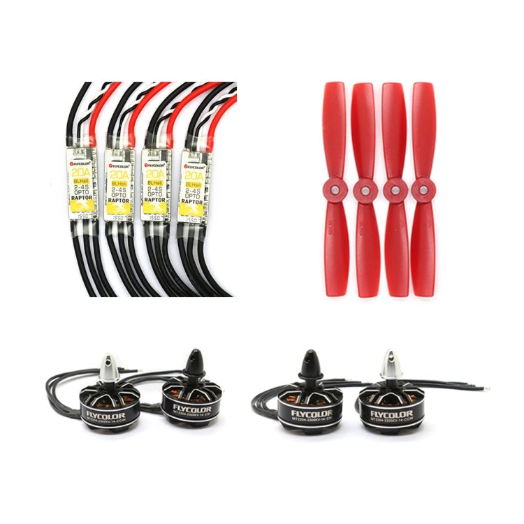 Flycolor Raptor Series Power Set, Includes 4 PCS 20A Speed Controllers + 4 PCS 2300KV Motors + 4 PCS 5045 Propellers, 2300KV – Durable Build, Easy to Use 2300KV