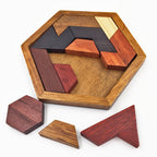 Children Wooden Toys Hexagon Puzzle Geometric Abnormity Shape Puzzle Tangram Default Title