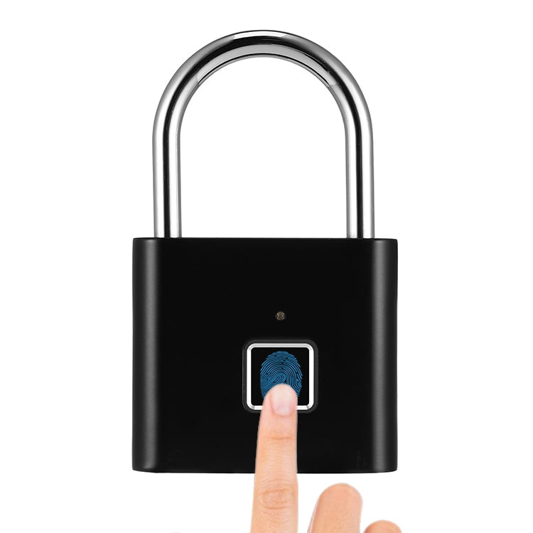 Stainless Steel Automatic Intelligent Fingerprint Padlock Electronic Lock, 10 Fingerprint Edition – Waterproof Black