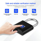 Stainless Steel Automatic Intelligent Fingerprint Padlock Electronic Lock, 10 Fingerprint Edition – Waterproof