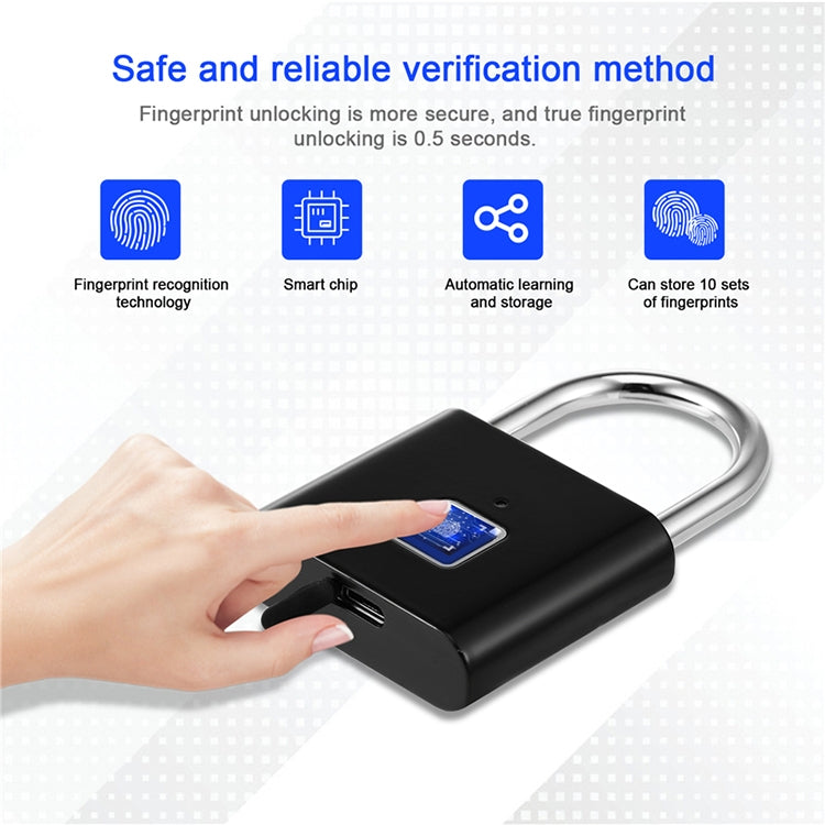Stainless Steel Automatic Intelligent Fingerprint Padlock Electronic Lock, 10 Fingerprint Edition – Waterproof
