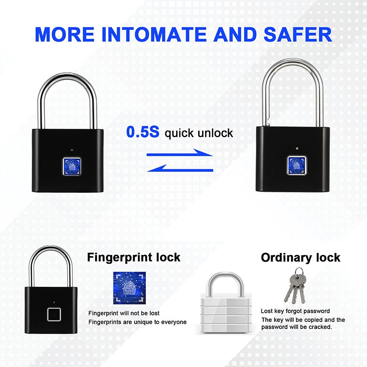 Stainless Steel Automatic Intelligent Fingerprint Padlock Electronic Lock, 10 Fingerprint Edition – Waterproof