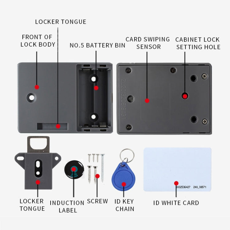 T3 ABS Magnetic Card Induction Lock Invisible Bilateral Open Cabinet Door Lock, Bilateral – Magnetic