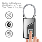 Anytek USB Charging Waterproof Anti-theft Non-password Electrically Intelligent Fingerprint Padlock Size:3.2cm × 3.5cm × 9cm, Anytek USB Charging Padlock